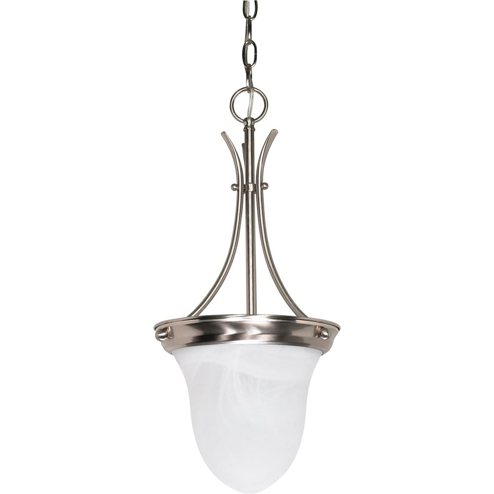 Nuvo Lighting 60/394  1 Light - 10" - Pendant - Alabaster Glass Bell in Brushed Nickel Finish